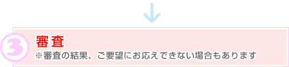 3.審査 ※審査の結果、ご要望にお応えできない場合もあります